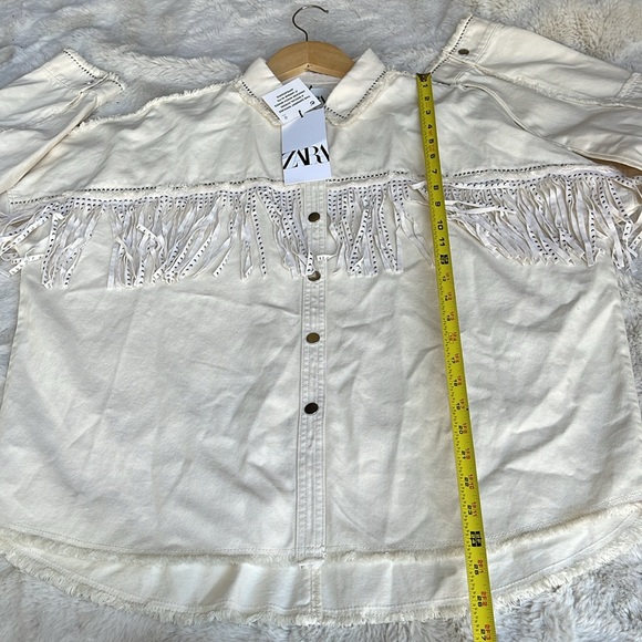 ZARA studded fringed Button-Up Shacket - Picture 6 of 8